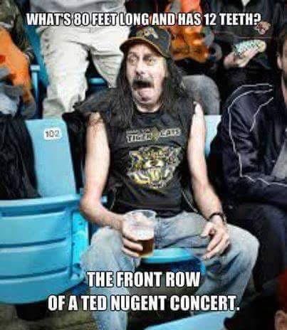 Chaotic Meh meme titled “Ted Nugent Front Row.”