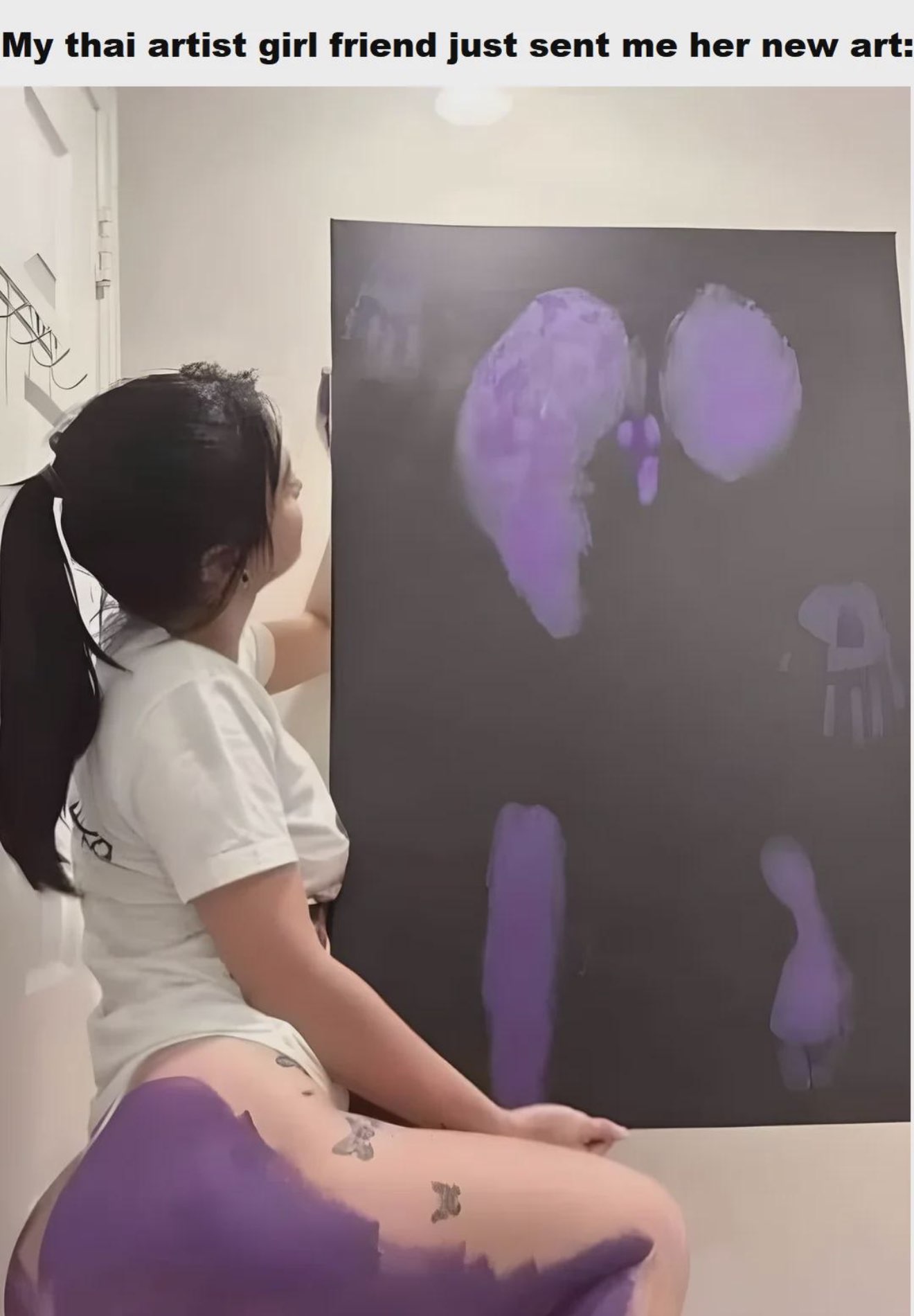 Chaotic Meh meme titled “My Thai Artist Girlfriend’s New Art.”