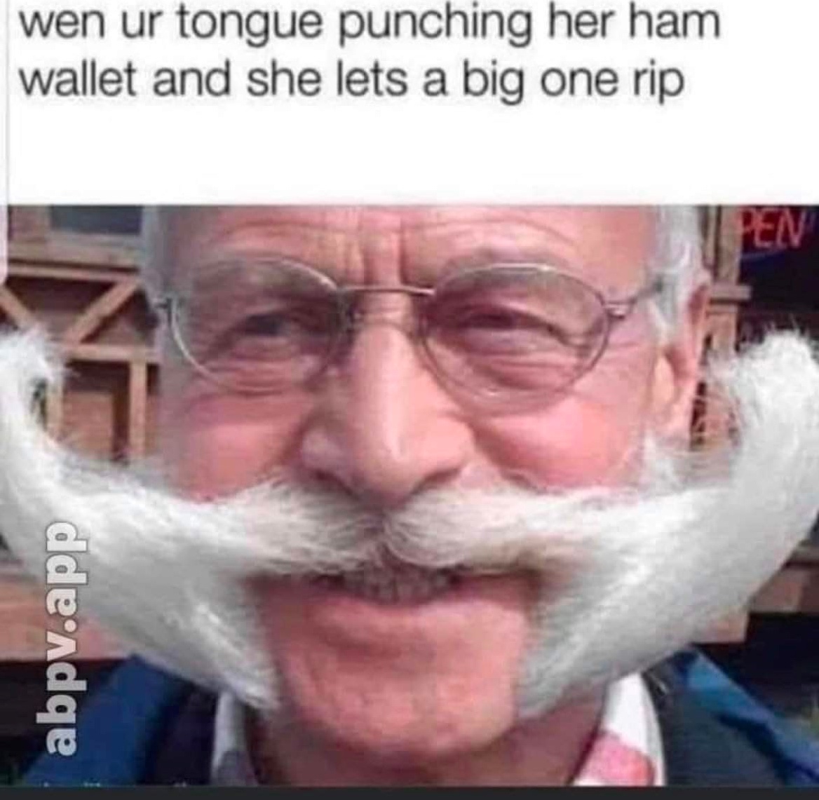 Chaotic Meh meme titled “Tongue Punching Her Ham Wallet.”