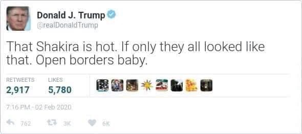 Chaotic Meh meme titled “Trump Shakira Hot.”