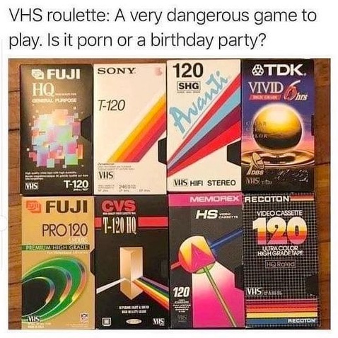 Chaotic Meh meme titled “VHS Roulette.”