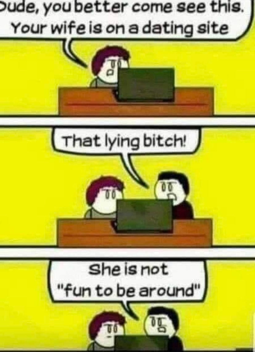 Chaotic Meh meme titled “Wife on a Dating Site.”