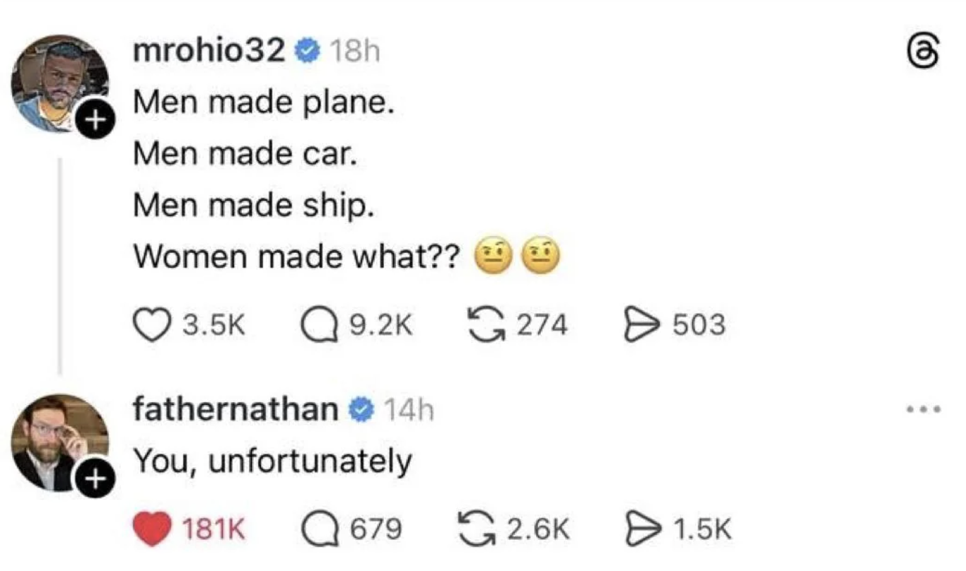 Chaotic Meh meme titled “Women Made What.”
