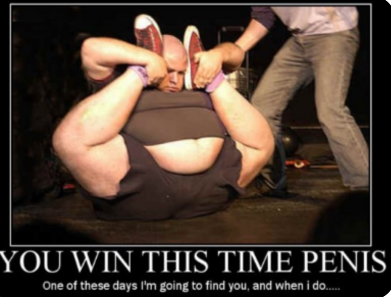 Chaotic Meh meme titled “You Win This Time Penis.”