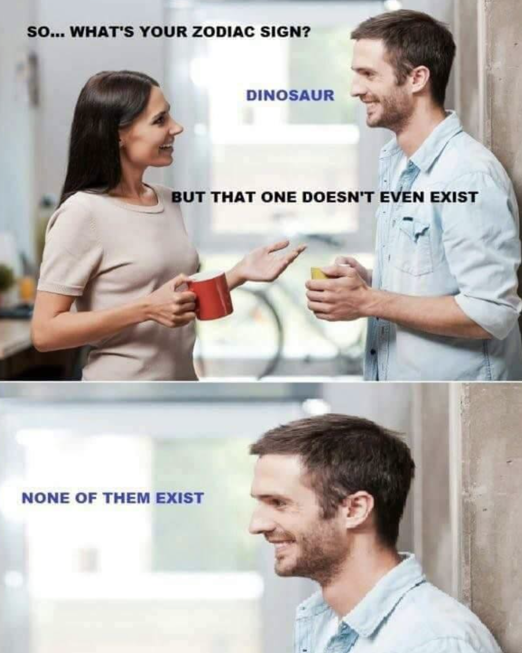 Chaotic Meh meme titled “Zodiac Dinosaur.”
