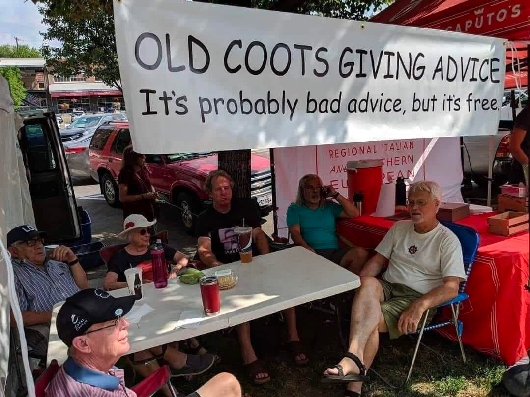 Chaotic Meh meme titled “Old Coots Giving Advice.”