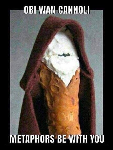 Chaotic Meh meme titled “Obi Wan Cannoli.”