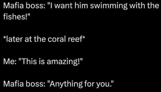 Chaotic Meh meme titled “Swimming With The Fishes Coral Reef.”