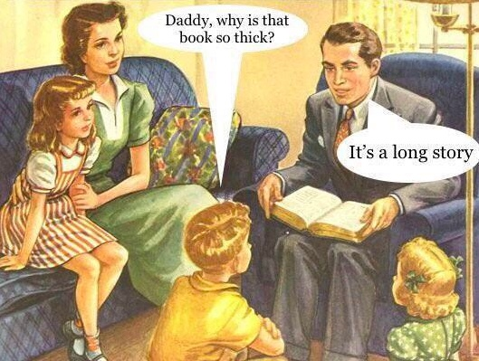 Chaotic Meh meme titled “Its A Long Story Book.”