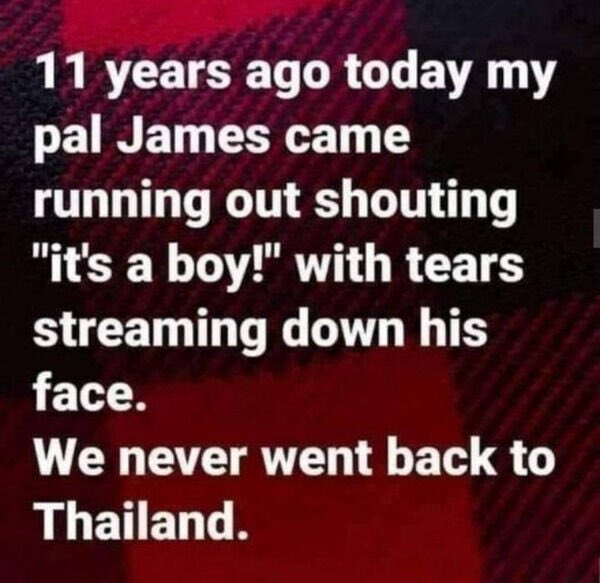 Chaotic Meh meme titled “Never Went Back To Thailand.”