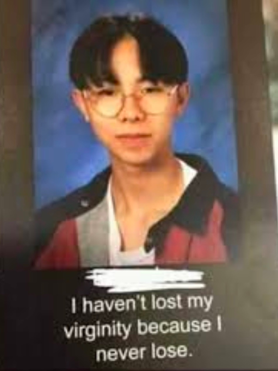 Chaotic Meh meme titled “Never Lose My Virginity.”
