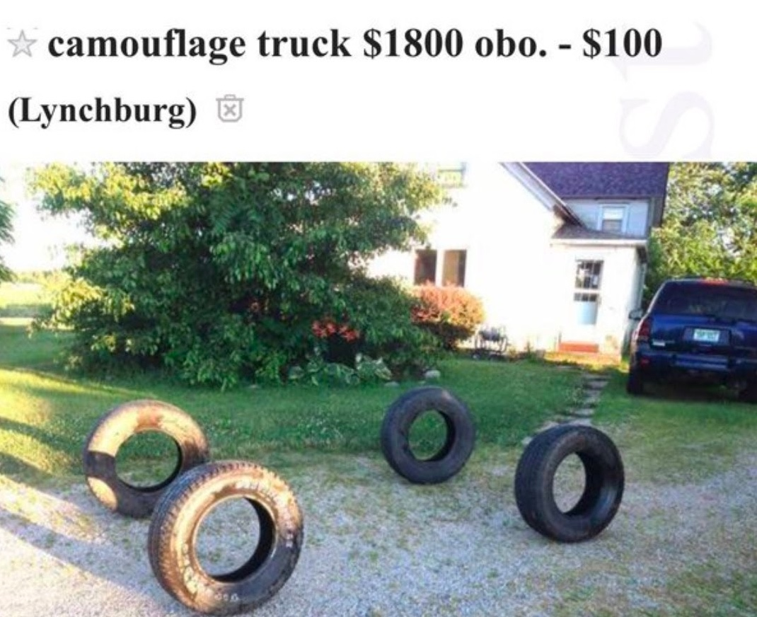 Chaotic Meh meme titled “Camouflage Truck 1800 Obo.”