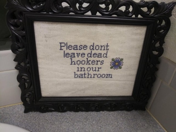 Chaotic Meh meme titled “Dont Leave Dead Hookers In Our Bathroom.”