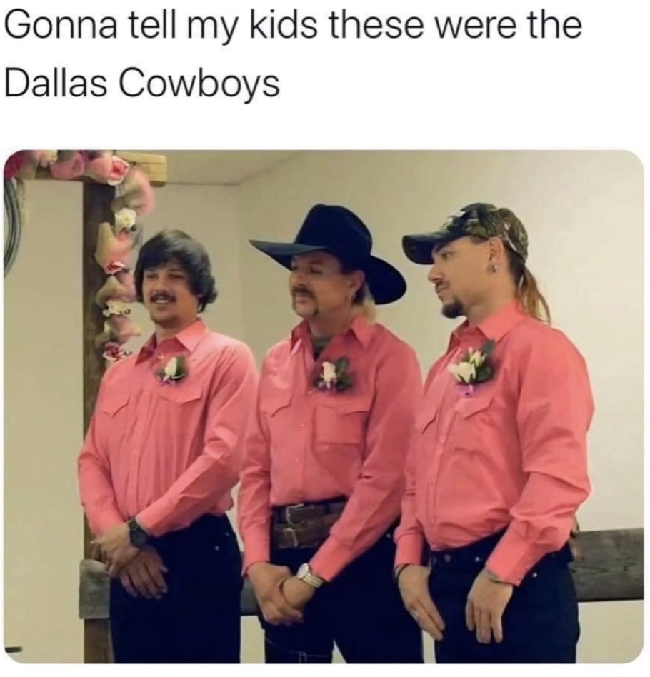 Chaotic Meh meme titled “Gonna Tell My Kids Dallas Cowboys.”