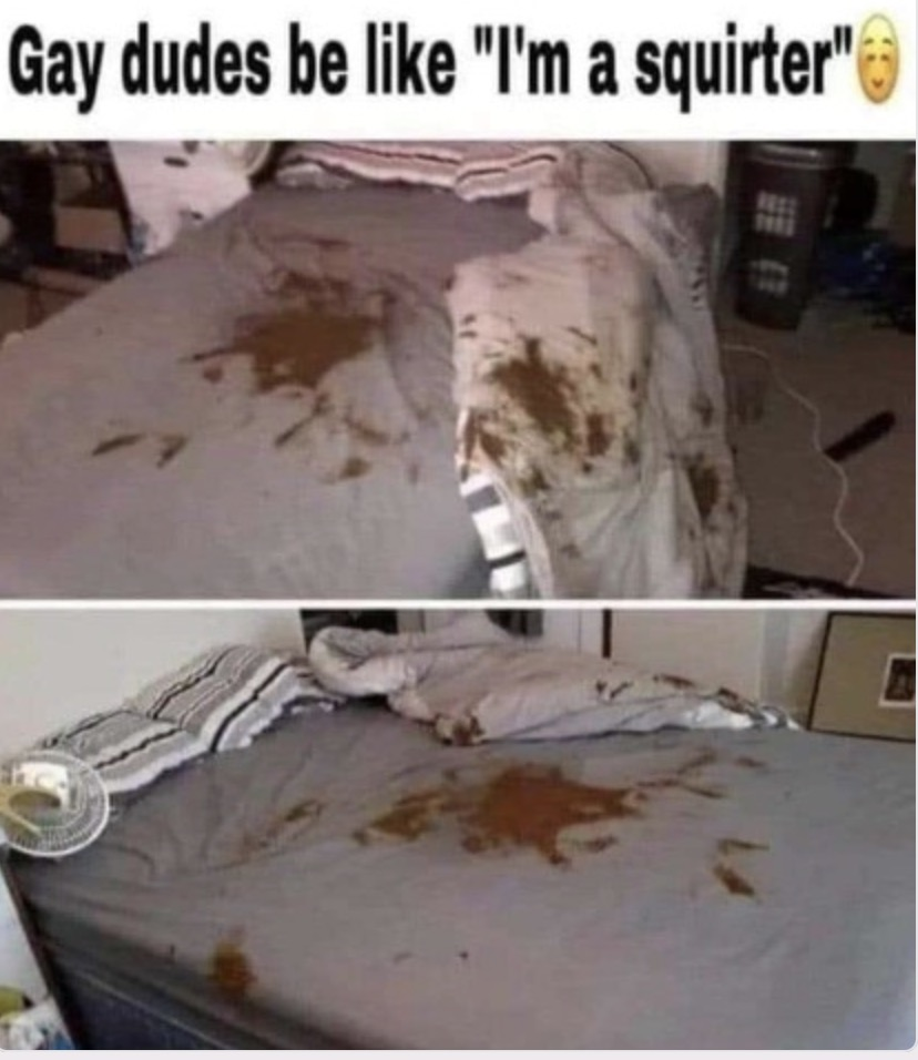 Chaotic Meh meme titled “Gay Dudes Im A Squirter.”