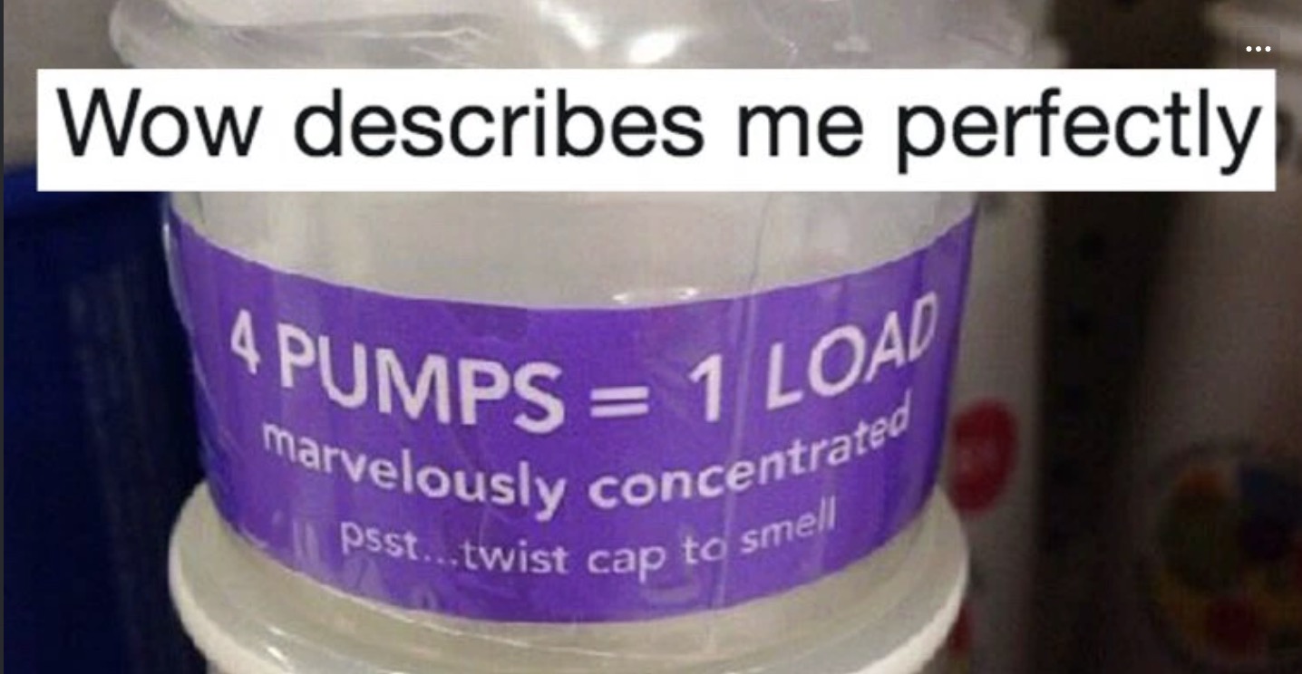 Chaotic Meh meme titled “4 Pumps 1 Load Marvelously Concentrated.”