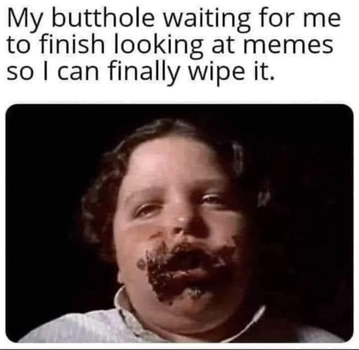 Chaotic Meh meme titled “Butthole Waiting To Finally Wipe.”