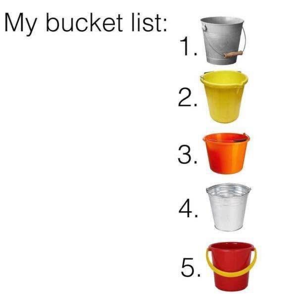 Chaotic Meh meme titled “My Bucket List 12345.”